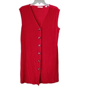 Coldwater Creek Slinky Vest Women's M Red Travel Knit Liquid Tunic Stretch
